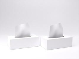 3D render empty white tissue box mockup template photo with white background side view