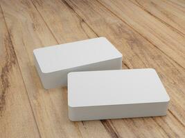 3D render empty white business card mockup template photo in white background side view.