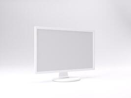 3D render empty white monitor mockup template photo with white background front side view