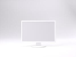 3D render empty white monitor mockup template photo with white background front side view