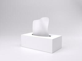 3D render empty white tissue box mockup template photo with white background side view