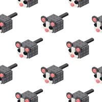 Pattern of mice in isometry on a white background. Vector