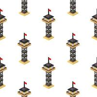 Pattern of towers in isometry on a white background. Vector
