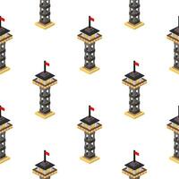 Pattern of towers in isometry on a white background. Vector