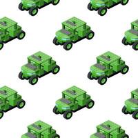 Pattern of a military SUV in isometry on a white background. Vector
