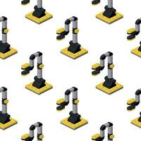 Pattern of robots in the form of a hand in isometry on a white background. Vector