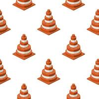 Traffic cone pattern in isometry on a white background. Vector