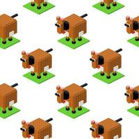Pattern of a horse in isometry on a white background. Vector