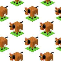 Pattern of a horse in isometry on a white background. Vector