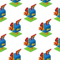 Pattern of roosters in isometry on a white background. Vector