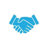 eps10 illustration of Business handshake icon. contract agreement flat vector symbol of blue color isolated on white background