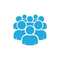eps10 Illustration of crowd of  blue people icon vector. User group network sign. Corporate team group symbol isolated on white background. Community member icon. Business team work activity. vector