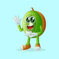 kiwi character holding a cup of tea vector