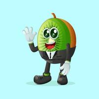 kiwi personaje como un empresario ondulación mano vector