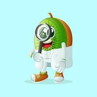 kiwi character as a scientist holding magnifying glass vector