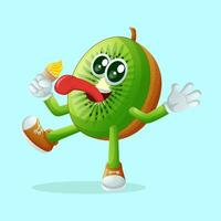 kiwi personaje paliza un hielo crema cono vector