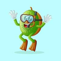 kiwi character snorkeling vector