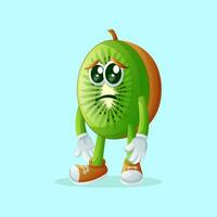 kiwi character with sad expression vector