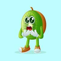 kiwi character with a surprised face and open mouth vector