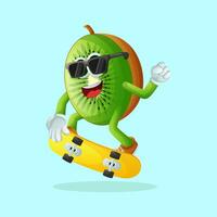 kiwi character skateboarding vector