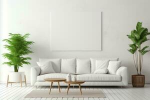 Canvas mockup modern living room generative ai photo