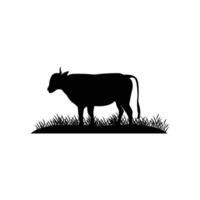 Cow Logo, Cattle Farm Vector, Silhouette Simple Minimalist Design Illustration, Symbol Template vector