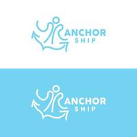 Simple Ship Anchor Logo Design, Silhouette Vector Illustration