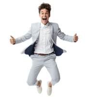 Young Businessman Excite and Exhilarate with Emotionally Complex on Transparent Background -  AI Generated png