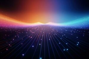 Futuristic point wave. Abstract background with a dynamic wave. Generative AI photo