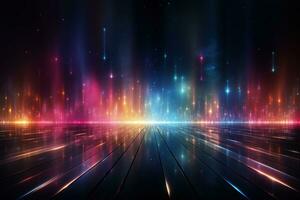 Futuristic point wave. Abstract background with a dynamic wave. Generative AI photo