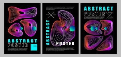 A set of futuristic cyberpunk posters. Retro futuristic poster in brutalism style. Y2k , strange shapes, gradient vector