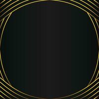 abstract gold line frame decoration on black background vector