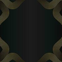 abstract gold line frame decoration on black background vector