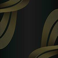 abstract gold line frame decoration on black background vector