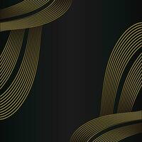 abstract gold line frame decoration on black background vector