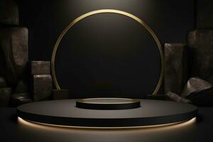 marble display podium for mockup . product advertisement . generative ai photo