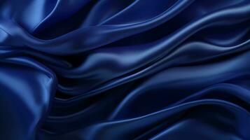 AI Generated Close-up texture of royal blue silk satin can use as abstract background with copy space. Beautiful soft wavy folds on shiny fabric. photo