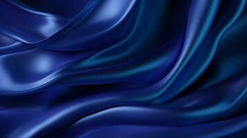 AI Generated Close-up texture of royal blue silk satin can use as abstract background with copy space. Beautiful soft wavy folds on shiny fabric. photo