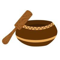 Singing bowl. Meditation Item. Hand draw vector illustration.