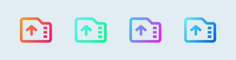 Export line icon in gradient colors. Import file signs vector illustration.