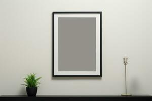 minimalist living room blank frame mockup . Generative AI photo