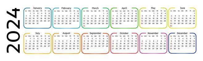 Calendar for 2024 isolated on a white background vector