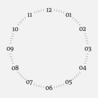 Clock face on a white background. 12 hours watch dial with round scale. Vector illustration