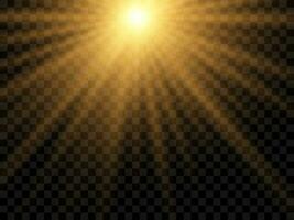 Sunlight on a background. Isolated yellow rays of light. Vector illustration