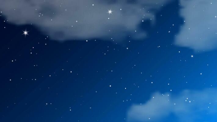 Night sky with clouds and many stars. Abstract nature background with stardust in deep universe. Vector illustration.