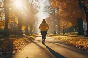 overweight woman going for a run, generated AI, generated, AI photo