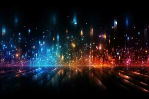 Futuristic point wave. Abstract background with a dynamic wave. Generative AI photo