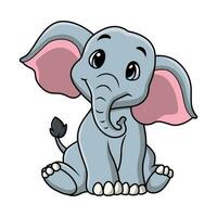 Cute elephant cartoon on white background vector