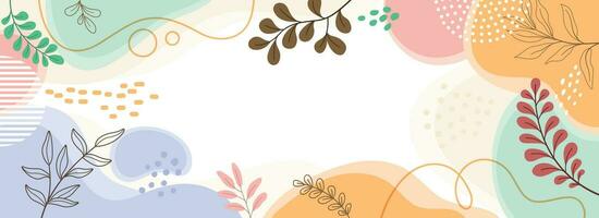 Design banner frame flower Spring background with beautiful. flower background for design. Colorful background with tropical plants. Place for your text. vector