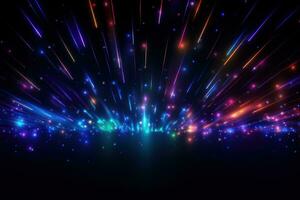 Futuristic point wave. Abstract background with a dynamic wave. Generative AI photo